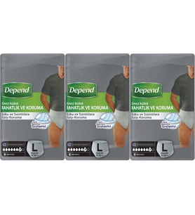 Depend Emici Külot Pants Hasta Bezi L - Büyük - Large Erkek 24 Adet (3PK*8)