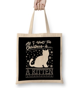 All I Want For Christmas Is A Kitten Knit Pattern Bez Çanta Uzun Saplı