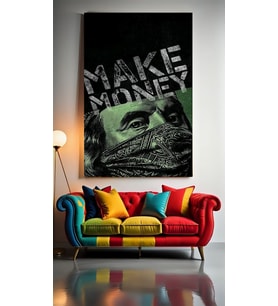 MAKE MONEY Ev Duvar Salon Güzellik Salonu Ofis Dükkan Dekarasyon Kanvas Tablo (Çok Renkli)