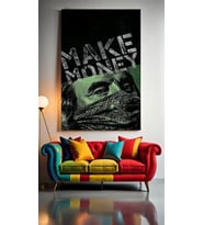 MAKE MONEY Ev Duvar Salon Güzellik Salonu Ofis Dükkan Dekarasyon Kanvas Tablo (Çok Renkli)