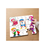 Oynayan Mutlu Çocuklar Tasarımlı 24 Parça Ahşap Çocuk Puzzle MPK1123
