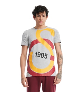 Galatasaray Lisanslı Büyük Logolu Gri T-Shirt
