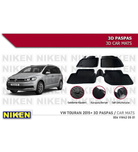 Volkswagen Touran Havuzlu 3D Paspas Niken Siyah 2015+ Sonrası