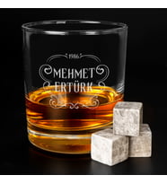 Retro Tasarımlı Kişiye Özel Premium Ahşap Kutulu Viski Kadeh Seti