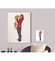BK Gift Kişiye Özel Tam Boy Kız ve Kedi Karikatürlü Kanvas Tablo 70x100cm-1