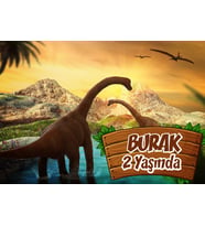 Dinozor Temalı Doğum Günü Afişi 100x150 cm
