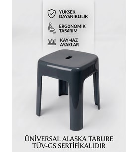 Gri, Plastik Alaska Model Sağlam Tabure 36x36x46cm