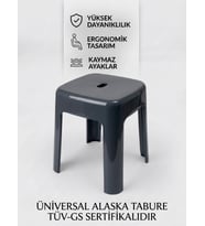 Gri, Plastik Alaska Model Sağlam Tabure 36x36x46cm