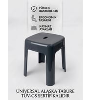Gri, Plastik Alaska Model Sağlam Tabure 36x36x46cm