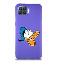 Oppo Reno 4 Lite Soft Premier Kapak Donald Duck-E Tasarımlı Silikon Kılıf - Mor (Şeffaf)