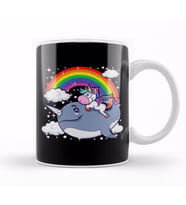 Adorable Unicorn Riding Narwhal Unicorn Of The Sea Kupa Bardak Porselen