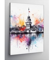 Kanvas Tablo Sulu Boya İstanbul Galata Kulesi