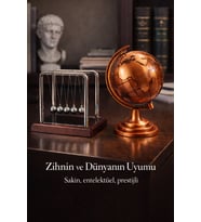 Şık Gösterişli Ofis MasaÜstü Dekoratif Retro Metal Bronz Dünya Küresi & Newton Denge Topu Hediye Set (Çok Renkli)