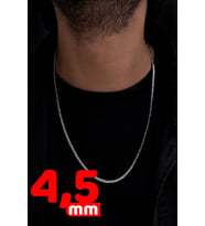 Erkek Gümüş Yuvarlak Kral Model Kolye 4.5 mm 70 cm