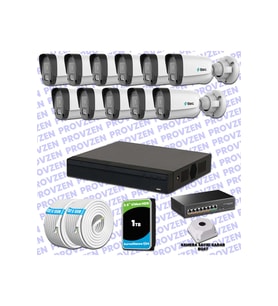 Provzen TTec Hikvision 11 Kameralı IP Full HD Mikrofonlu Güvenlik Kamerası