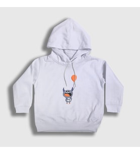Presmono Unisex Çocuk Beyaz Little Monster Kapüşonlu Sweatshirt 290382tt