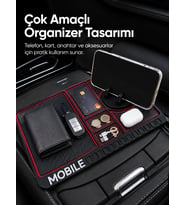 Araç İçi Kaydırmaz Organizer Mat Telefon Standlı Çok Amaçlı Konsol Düzenleyici