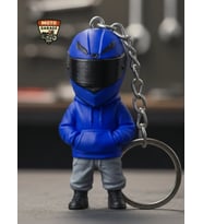 Lacivert Motorcu Anahtarlık - 3D Baskı Moto Figürü