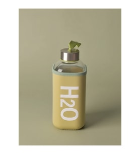 H2O Kare Kılıflı Pastel Renk Cam Matara 530 ML