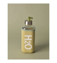 H2O Kare Kılıflı Pastel Renk Cam Matara 530 ML