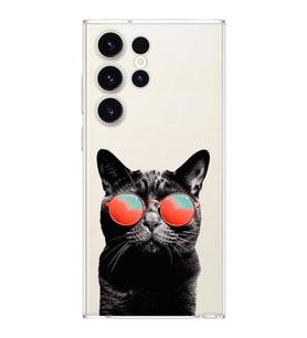 PrintiFy Samsung Galaxy S23 Ultra ile Uyumlu 1mm Slim Fit Kedi 3 050d Baskılı Şeffaf  Kılıf