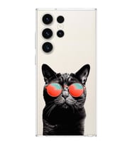 PrintiFy Samsung Galaxy S23 Ultra ile Uyumlu 1mm Slim Fit Kedi 3 050d Baskılı Şeffaf  Kılıf