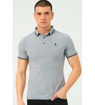 T8586 DEWBERRY ERKEK POLO YAKA T-SHIRT-GRİ-2