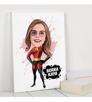 Küçük Sevimli Kahraman Kız Karikatürlü Kanvas Tablo