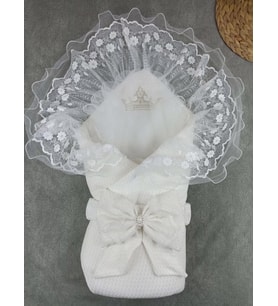 Mulvxbby Bby02 Yenidoğan Kumru Soft Nakışlı Trilüks Kundak Bebek Battaniyesi (Mulvix)