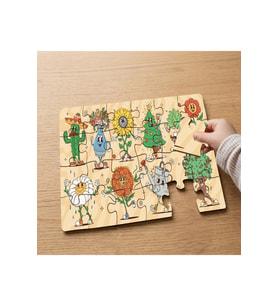 Sevimli Çiçekler Tasarımlı 24 Parça Ahşap Çocuk Puzzle MPK0194