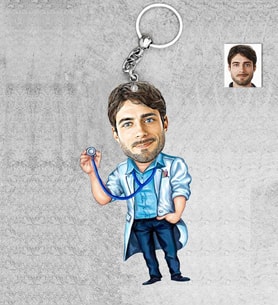 Kişiye Özel Erkek Doktor Ahşap Anahtarlık-9