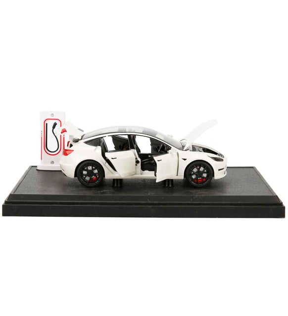 1:24 Ölçek Sesli Işıklı Kapıları Açılır DieCast Metal Tesla Model
