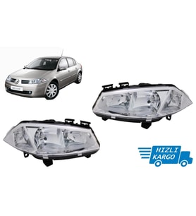 Renault Megane 2 Sağ Sol Ön Far Takımı 2002-2005 Manuel Ayarlı