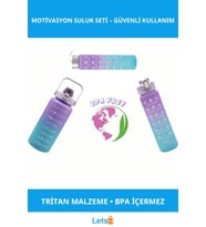 Motivasyonel Su Matarası Seti 300ML, 750ML ve 2000ML Renkli Tritan