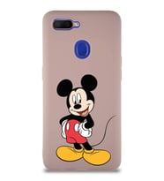 Oppo A12 Soft Premier Kapak Mickey Mouse-E Tasarımlı Silikon Kılıf - Pudra (Şeffaf)