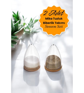 Mithra Life 2 Adet Ahşap Altlıklı Silikon Kapaklı Mika Baharatlık Tuzluk Biberlik Seti MIT1153