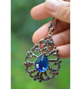 STONEAGE JEWELLERY Safir Taşlı Otantik Bayan Kolye