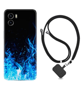 Vivo Y15S Y32 Y33S Y51 Y53S Kılıf Boyun Askılı Silikon Blue Fire 1678