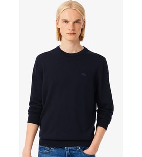 Lacoste Men's Regular Fit Crew Neck Merino Wool Sweater Bisiklet Yaka Merino Yünlü Kazak Lacivert