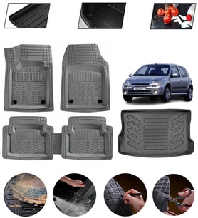Renault Clio 2 1998-2005 Uyumlu Paspas Araca Özel Bagaj Havuzu MBS Gri