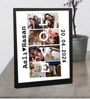 Masaüstü Siyah Takvim Tarih İsim Tasarım 8 Fotoğraflı Ahşap Mdf Resimli Kolaj Çerçeve