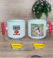 Dünyanın En Güzel Öğretmeni Kupa Bardak Fotoğraflı T Kırmızı Kulplu Öğretmenler Günü Hediyesi