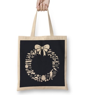 Top Gun Christmas Wreath Pattern Bez Çanta Uzun Saplı