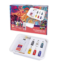 Ebru Boya Seti A-4 30 Parça 1 Paket Ebru Sanatı Seti Kitre Kağıt 6 Renkli Boya Fırça Tekne ve Biz (Karışık)