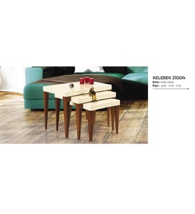 Zigon OSM 11801 KELEBEK MODEL Parlk Ceviz Krem Renk Boya Kayın RETRO ayak El Yapı