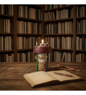 El Yapımı Mantar Kalemlik ve Mumluk Dekoratif Masaüstü Kalem Organizeri Tealight & Şamdan Mumluk Ofis Ev Dekorasyon Aksesuarı