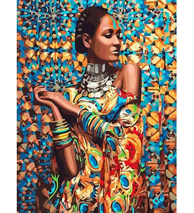 Afrikanın Yüzü Sayılarla Boyama Seti 40x50 cm (Tuvale Gerili)