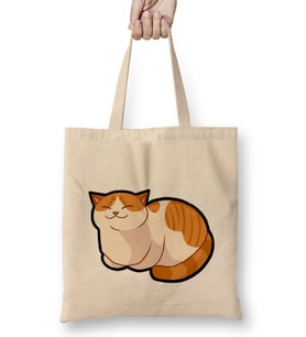 Cute Ginger Cat Orange & White Fat Tabby Kedi Bez Çanta Uzun Saplı
