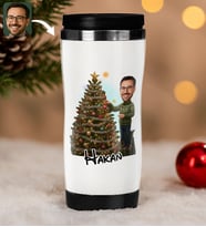 BK Gift Kişiye Özel Erkek Yılbaşı Karikatürlü Çelik Termos Bardak - 15, Yılbaşı Hediyesi, Yeni Yıl Hediyesi