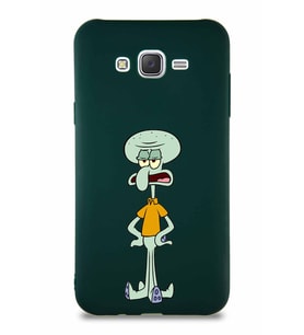 Samsung Galaxy J7 Core Soft Premier Kapak Squidward Dokunaç Tasarımlı Silikon Kılıf - Yeşil (Şeffaf)